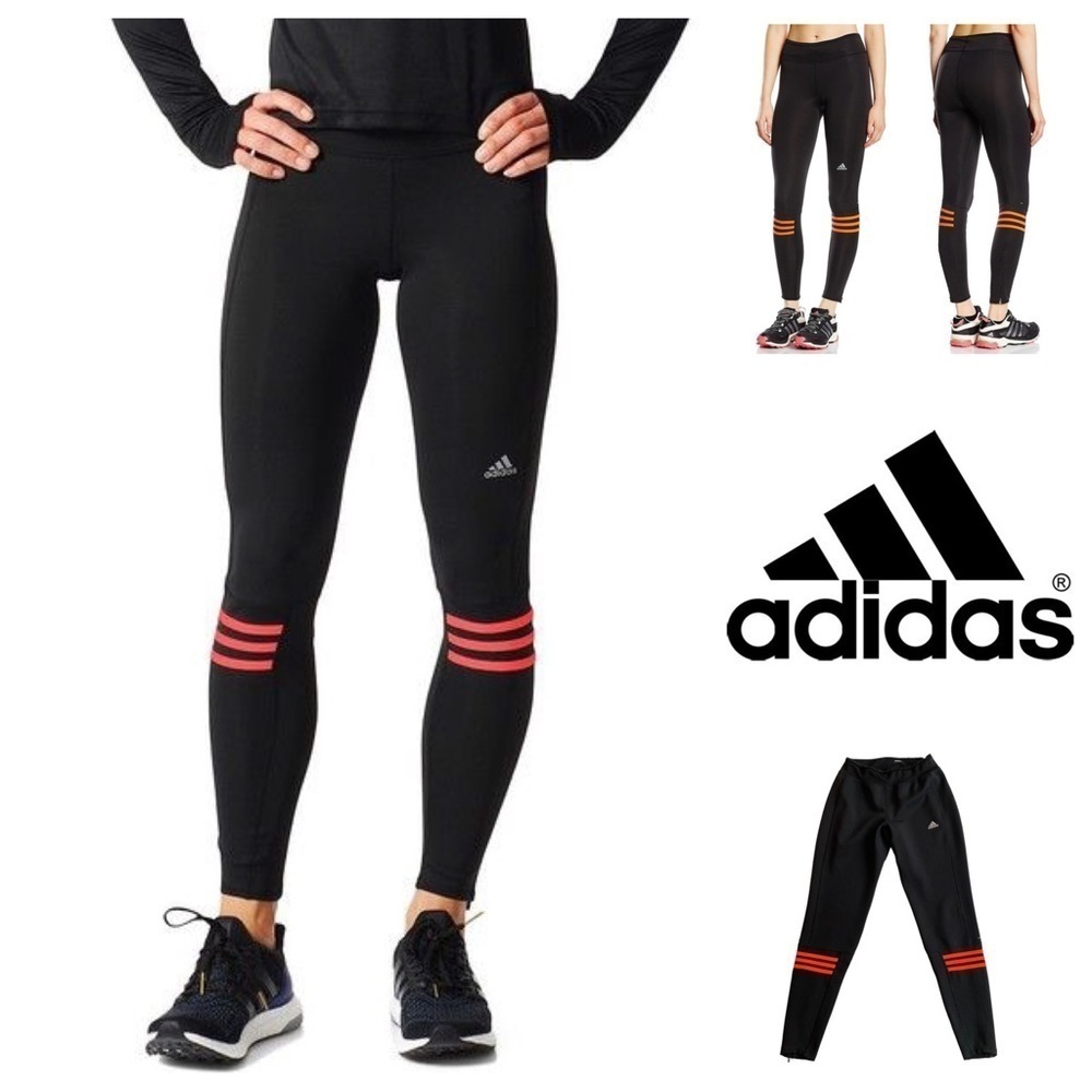 2/$10 SALE Adidas Climalite Response Tights Black/Bold Orange 29” Trackpant